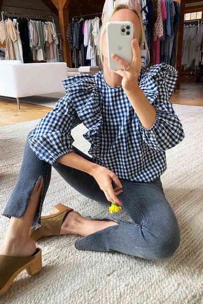 Filipa Blouse - Indigo Gingham - Emerson Fry