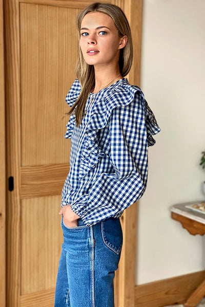 Filipa Blouse - Indigo Gingham - Emerson Fry