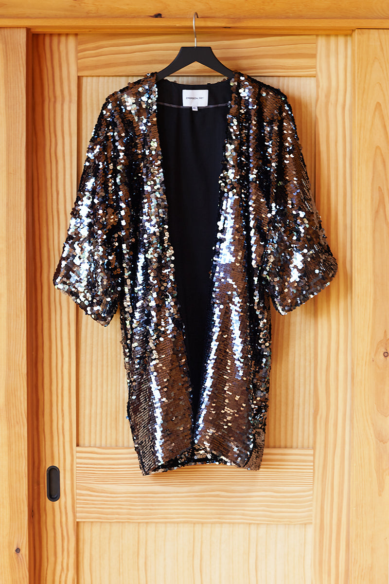 Sequin Jacket - Gunmetal Sequins