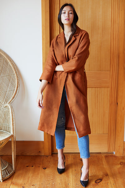 Drop Shoulder Coat - Sienna Linen - Emerson Fry