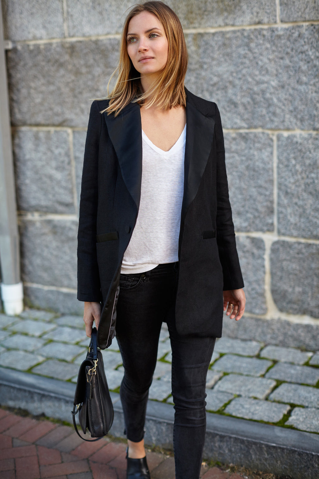 Linen Tux Jacket - Black