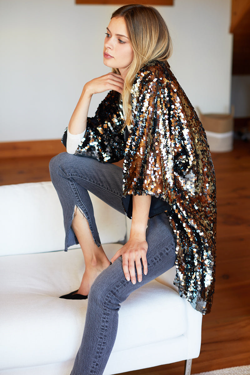 Sequin Jacket - Gunmetal Sequins