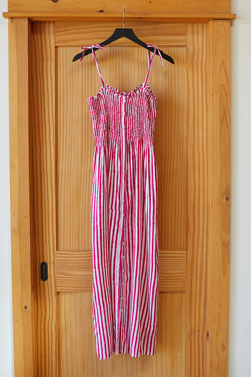 Santiago Sundress - Pink Yarrow Stripe