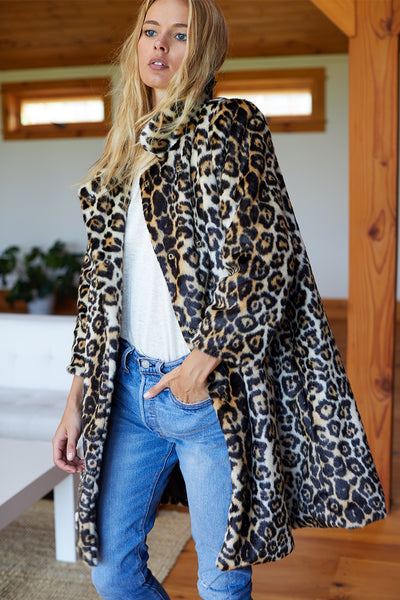 Vegan Leopard Coat Leopard