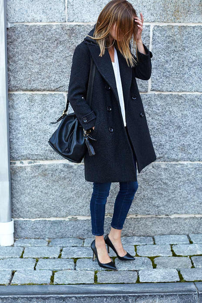 Emerson Peacoat Charcoal Wool Cashmere Emerson Fry