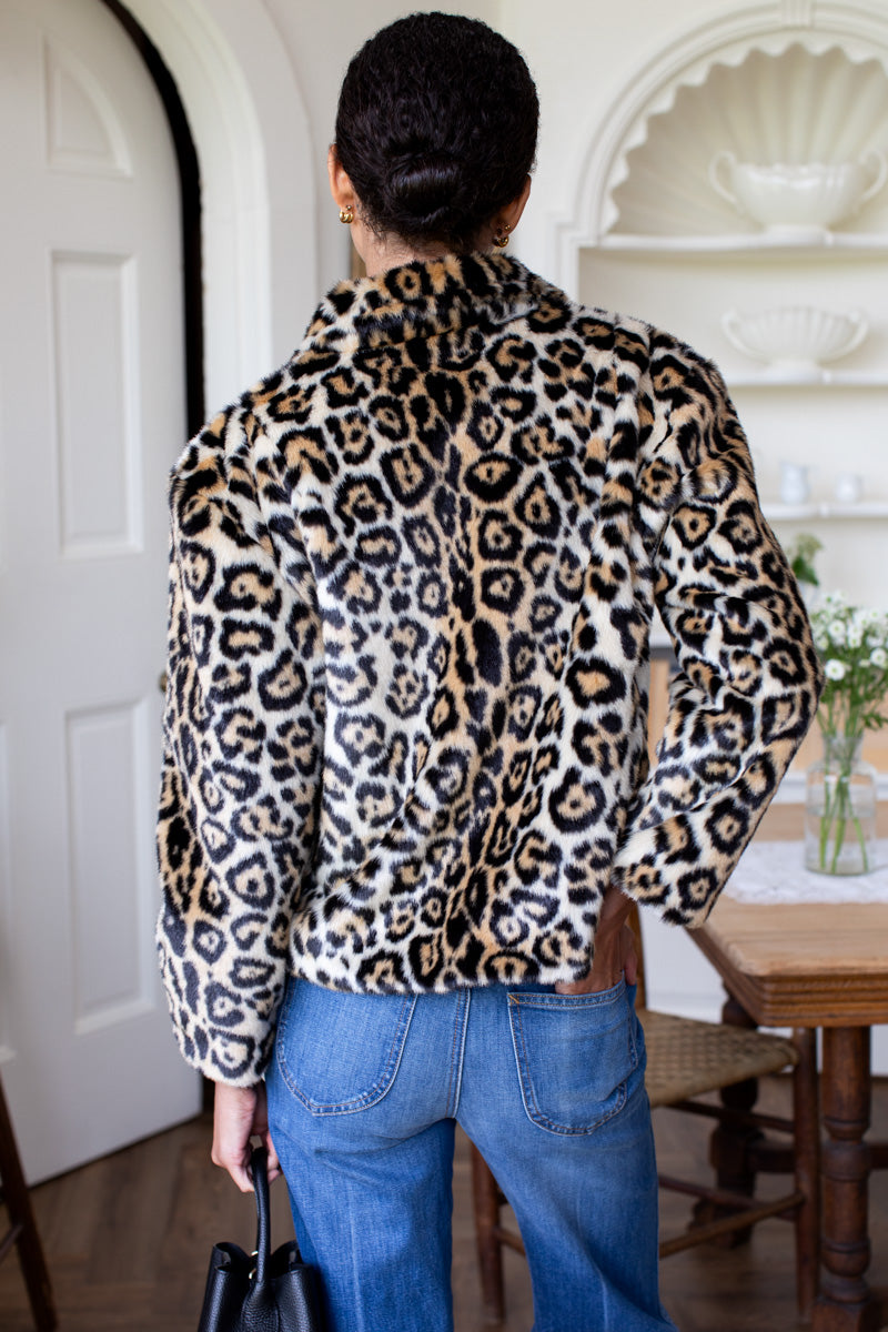 Short 60s Coat - Leopard Fur