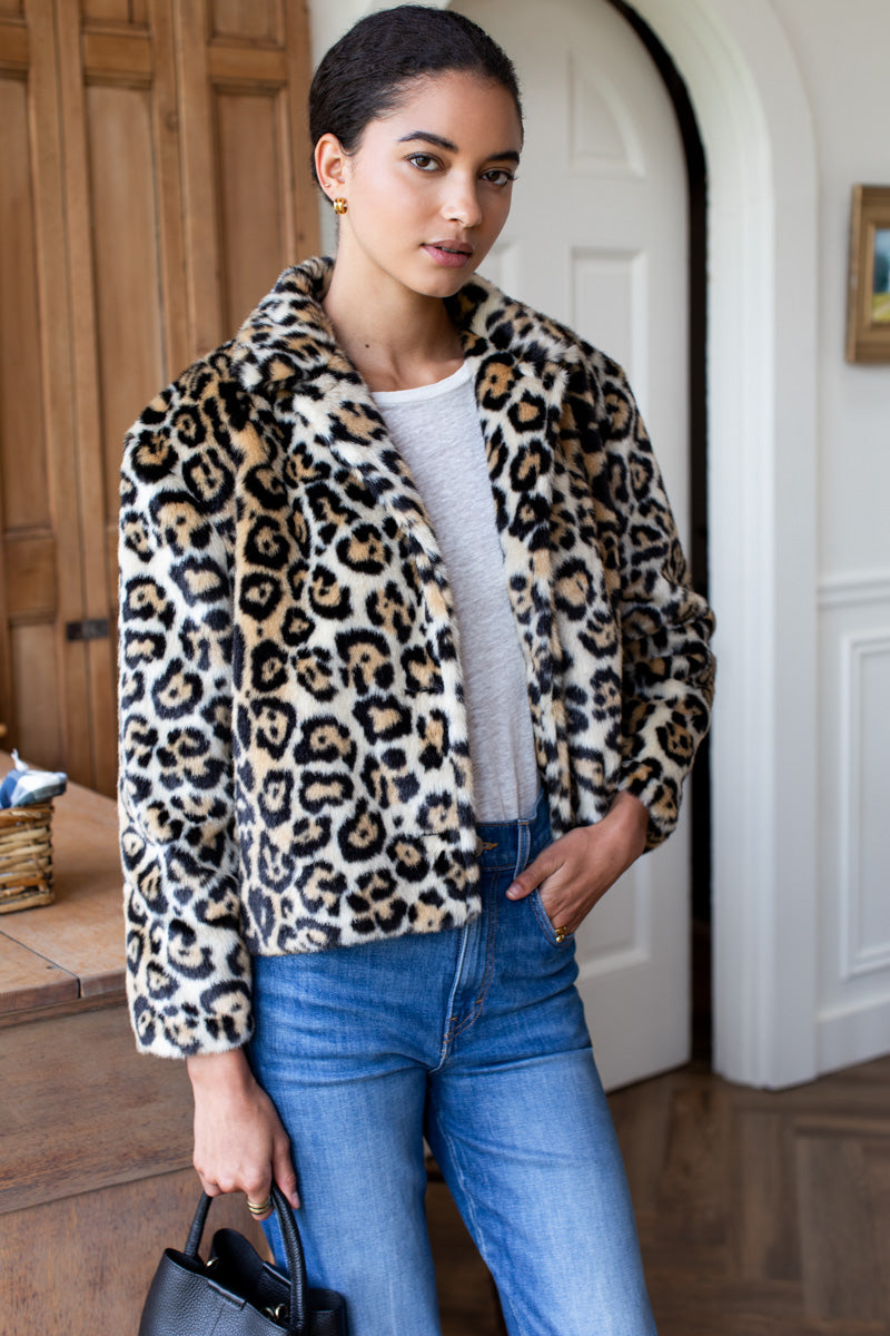 Short 60s Coat - Leopard Fur