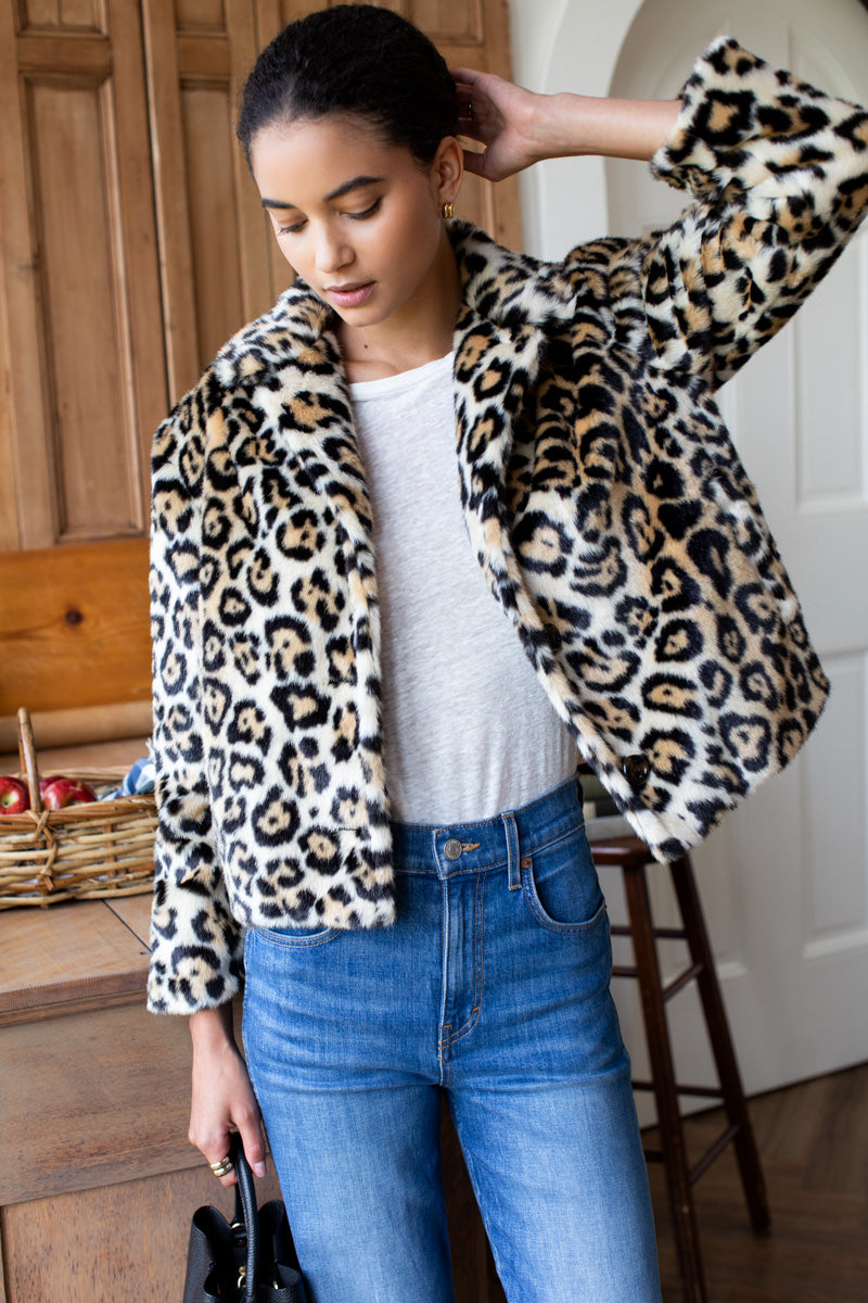 Short 60s Coat - Leopard Fur