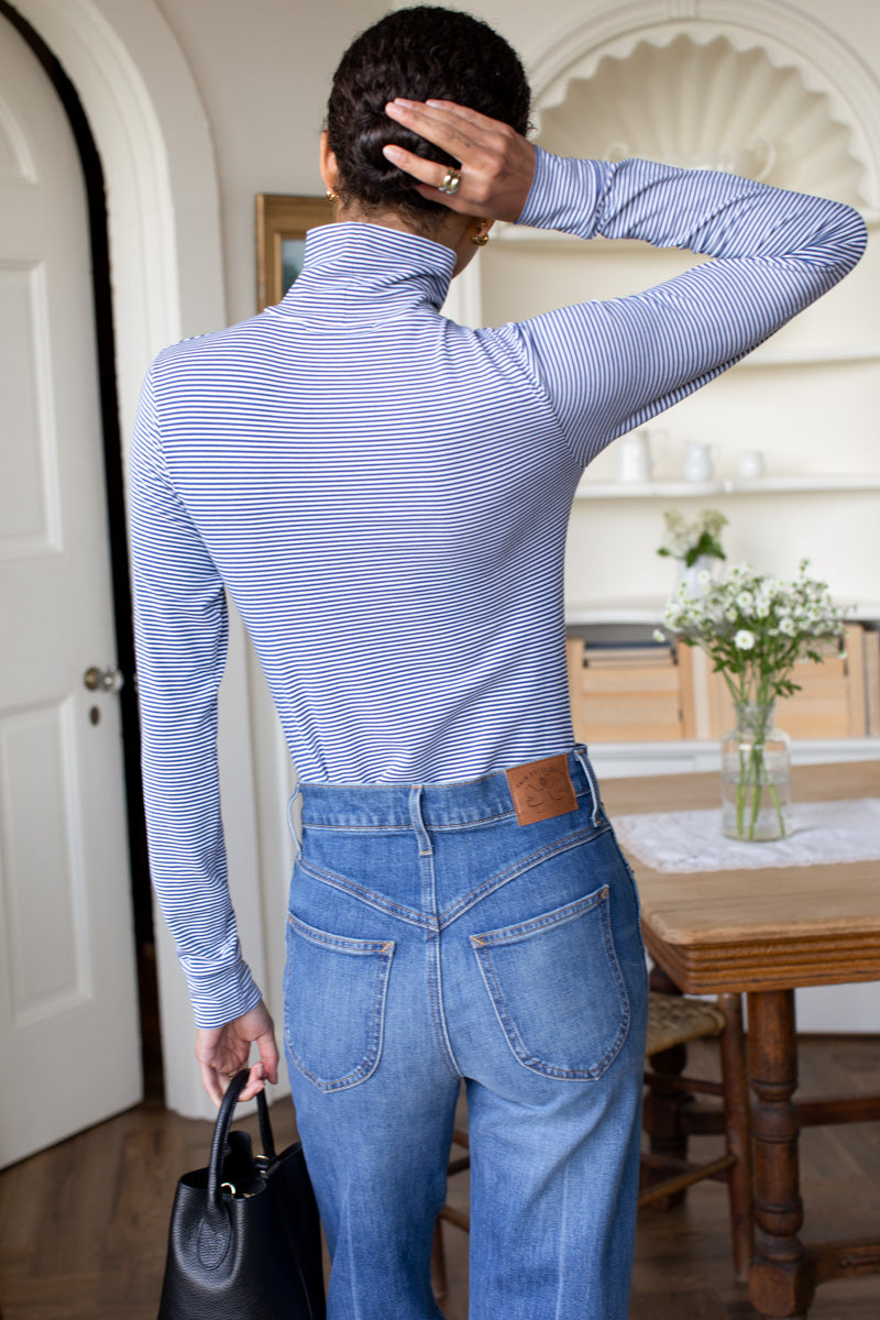 Little Turtleneck - Twilight + White Stripe Organic