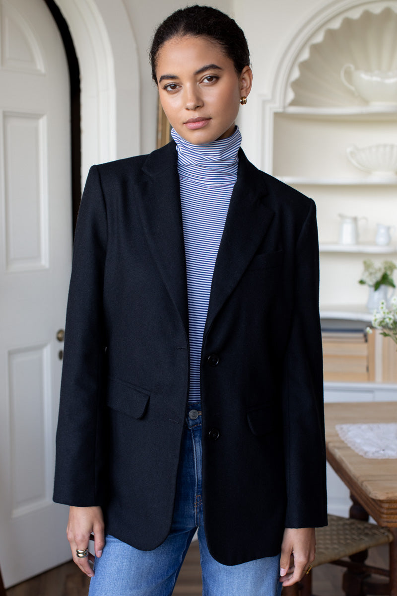 Little Turtleneck - Twilight + White Stripe Organic