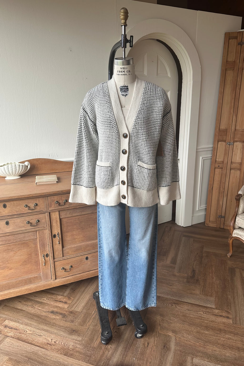 Celeste V Neck Cardigan - Ivory Melange