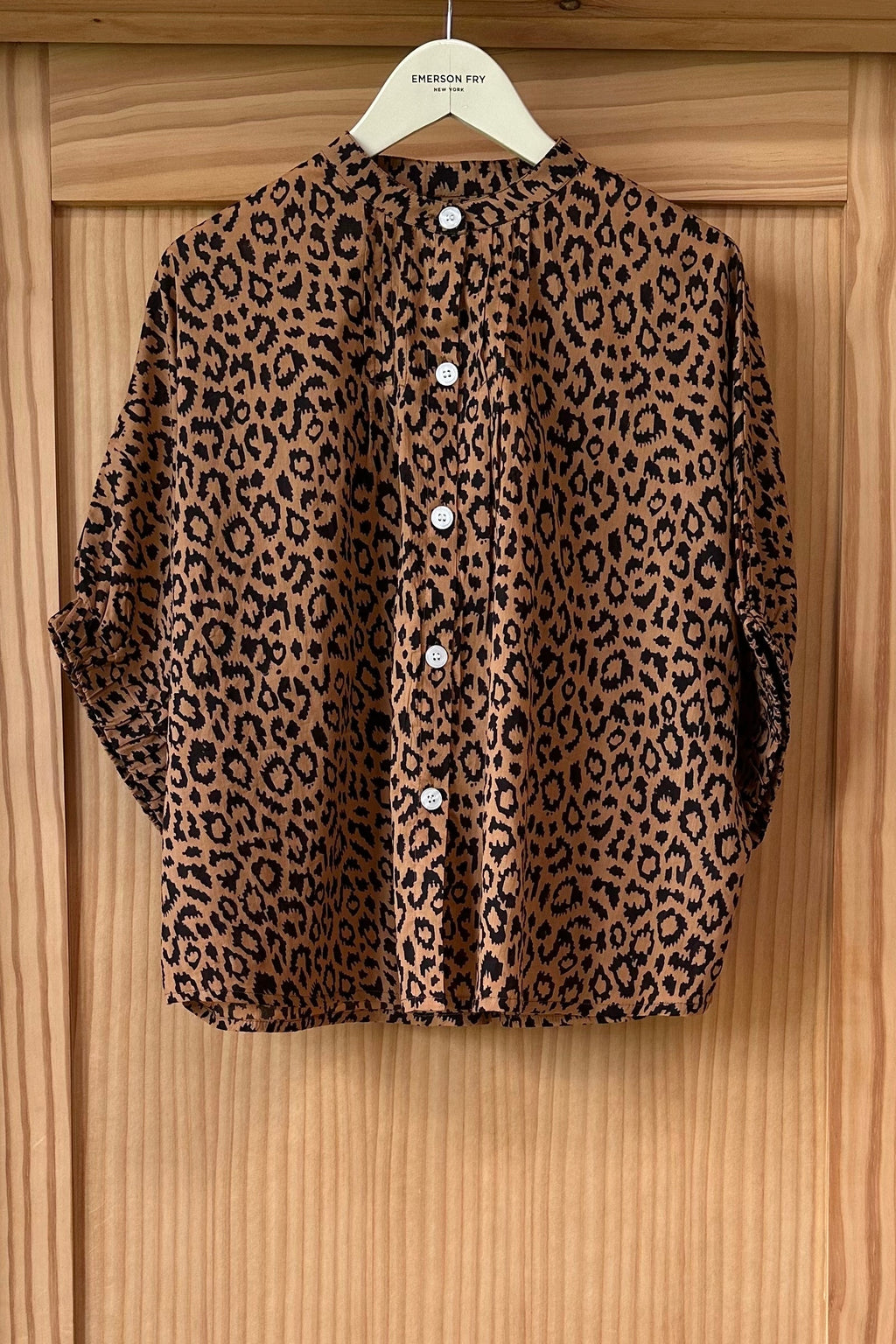 Mandarin Collar Top - Vintage Leopard Organic