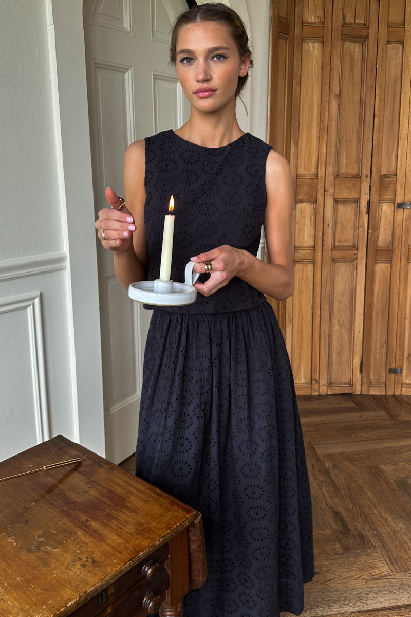 Studio Boxy Top - Midnight Eyelet