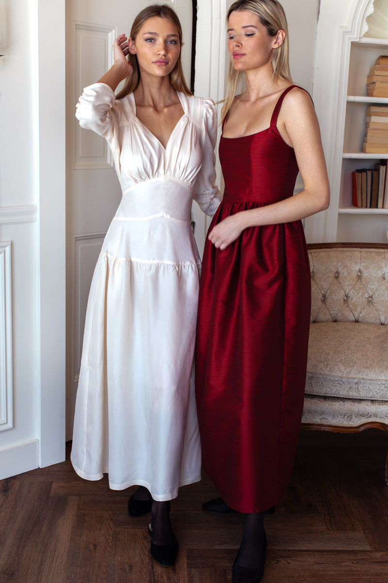 Jour Maxi Dress - Rouge Shantung