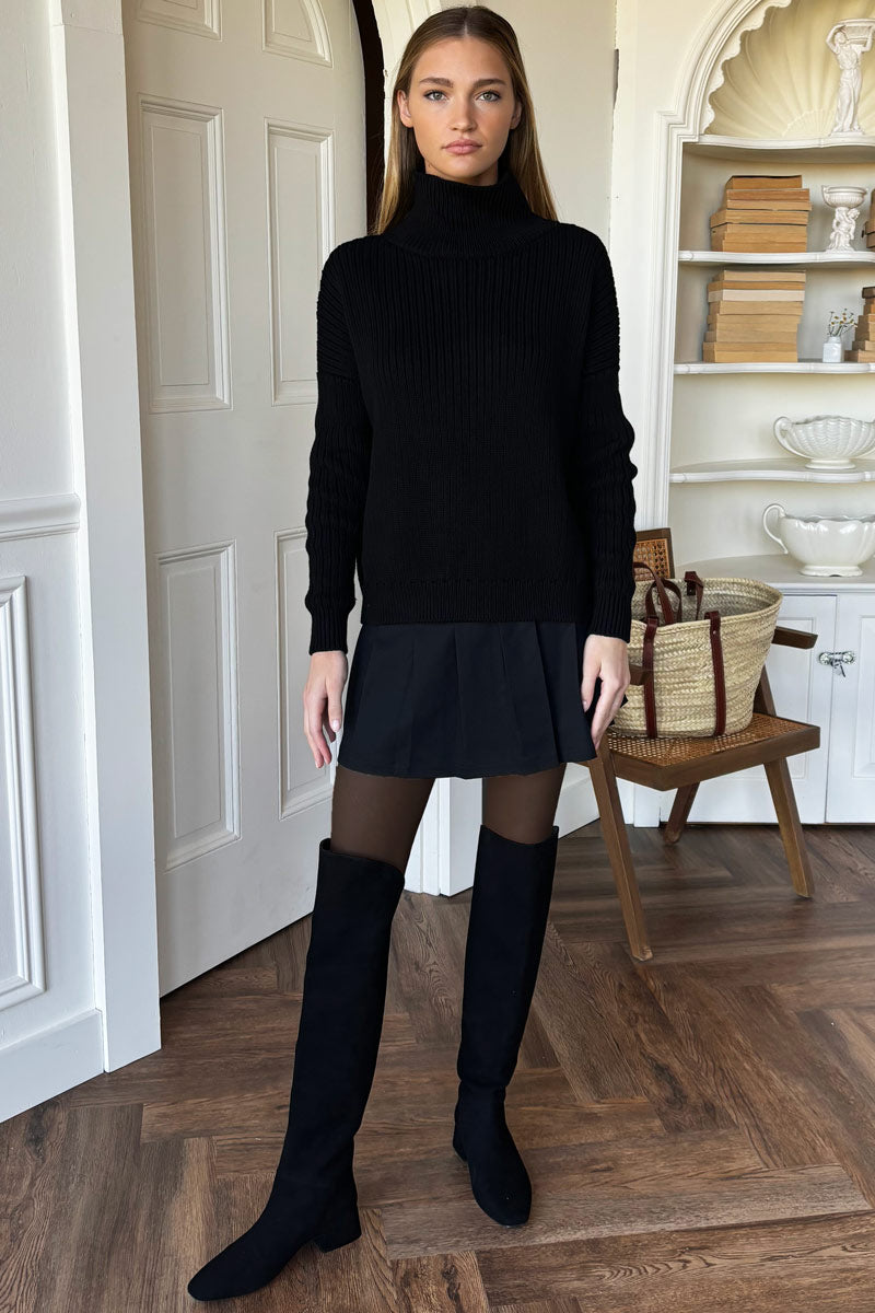 Soft Pleated Mini Skirt - Black Swan