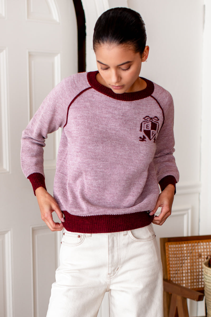 Emerson Sweater - EF Crest Lilac + Merlot Alpaca