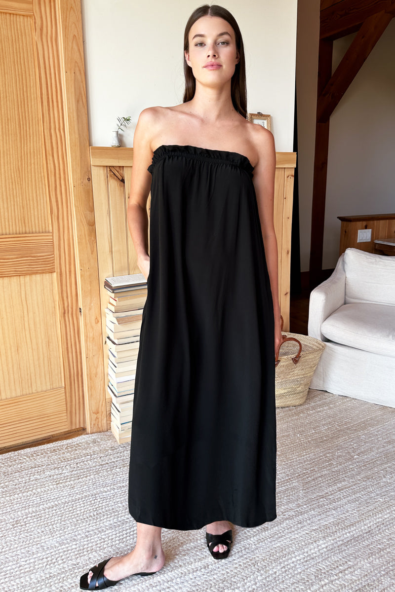 Ophelia Maxi Dress - Black Linen