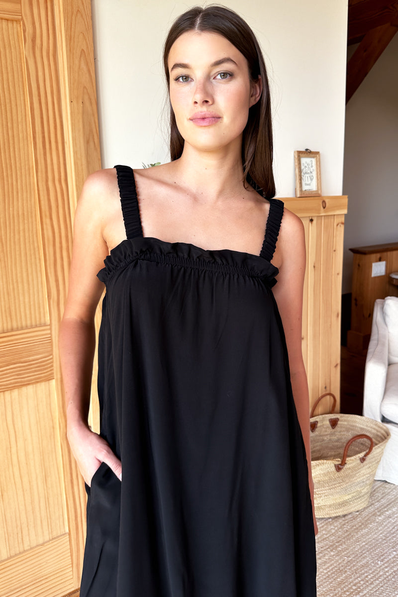Ophelia Maxi Dress - Black Linen