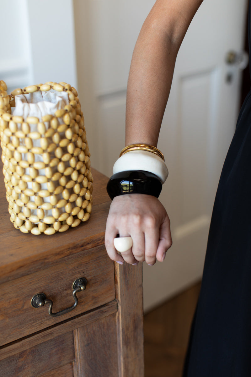 Wood Bead Bag - Honey