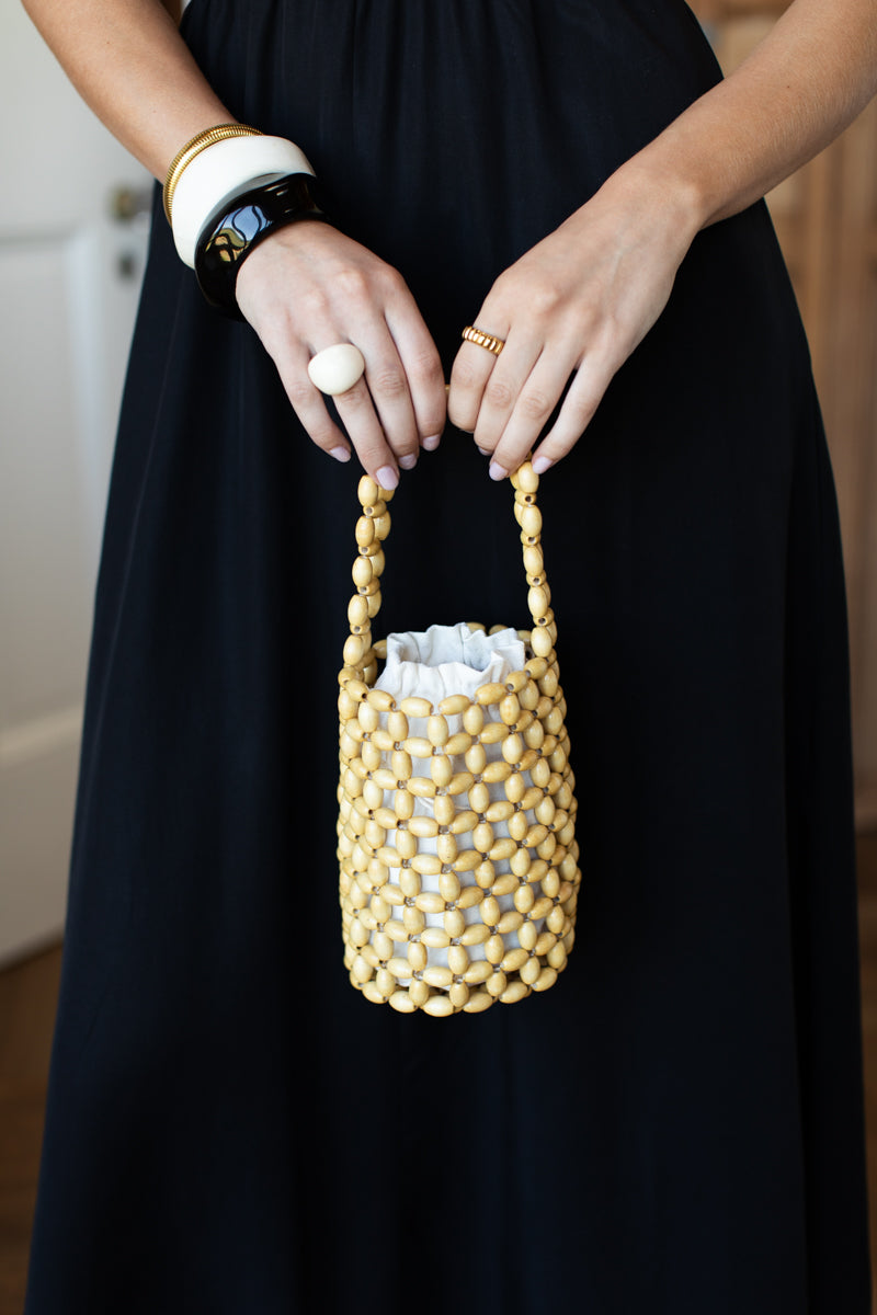 Wood Bead Bag - Honey