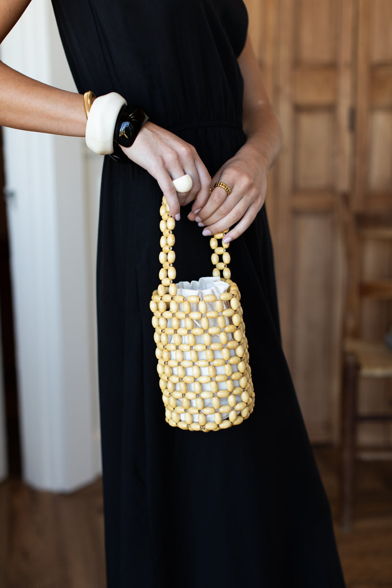 Wood Bead Bag - Honey