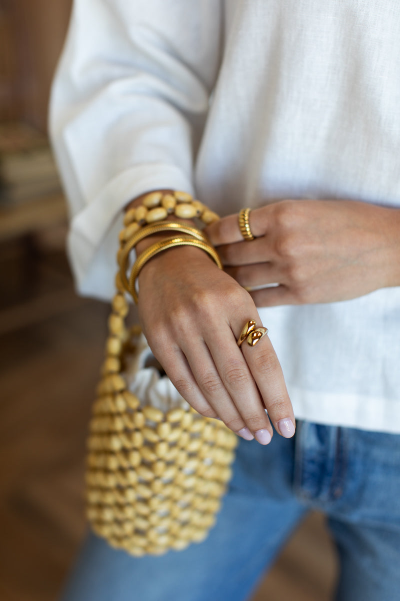 Wood Bead Bag - Honey