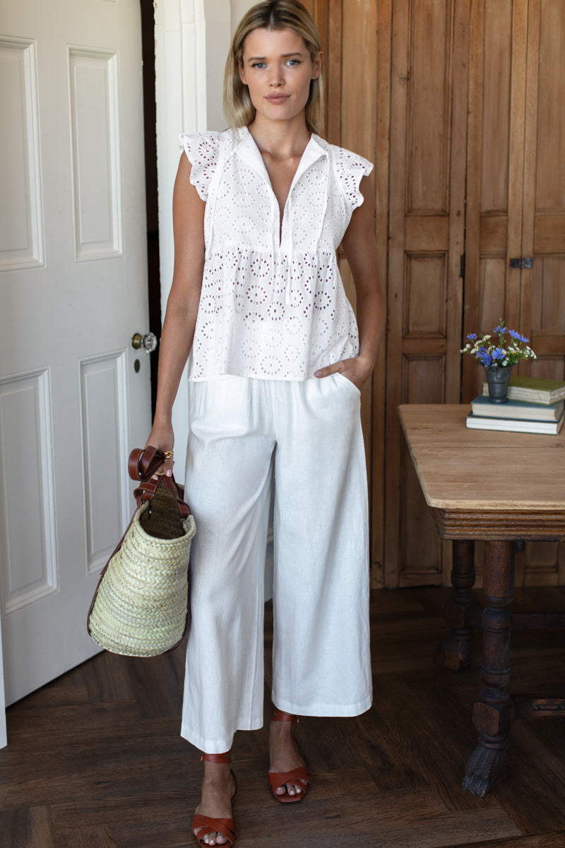 Pull On Pocket Pant - Ivory Linen