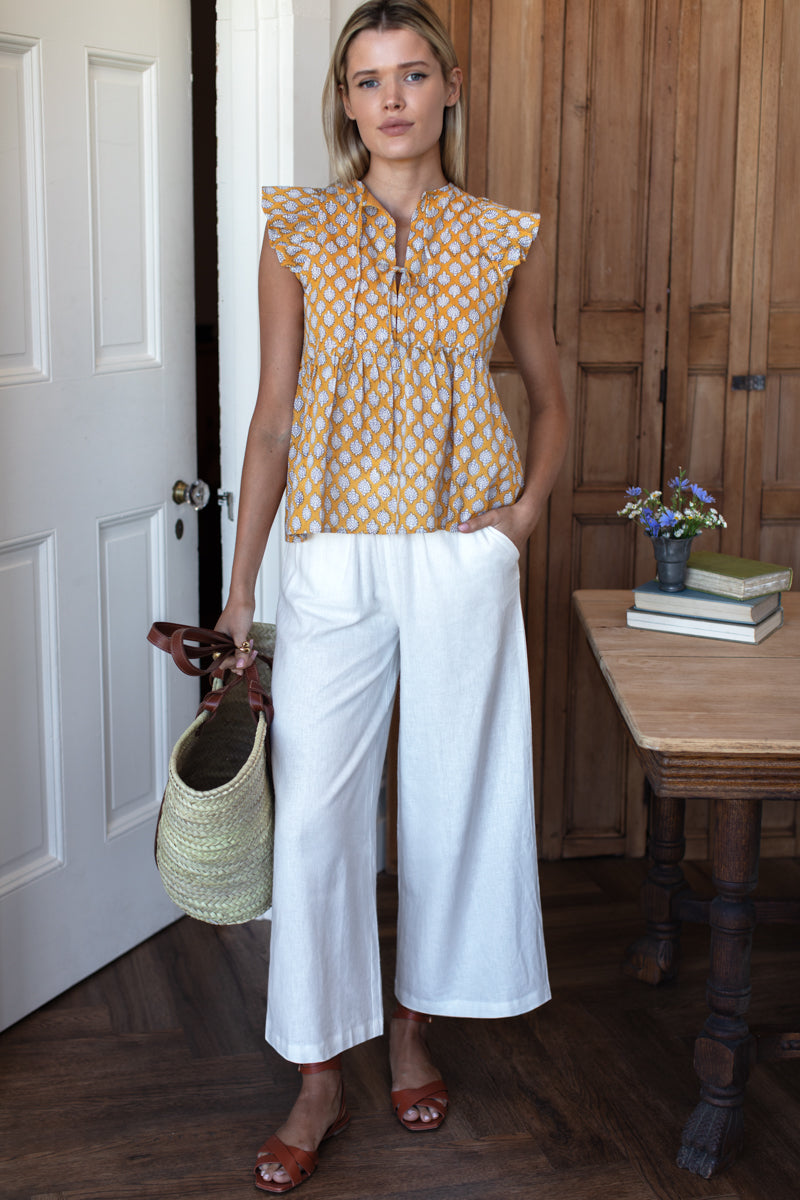 Pull On Pocket Pant - Ivory Linen