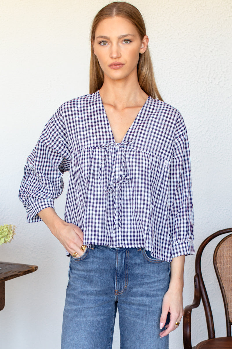 Artist Overshirt - Navy + White Seersucker Check