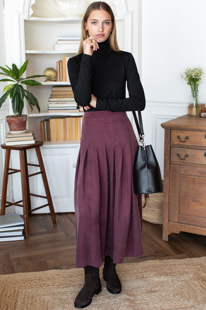 Atelier Pleated Maxi Skirt - Bitter Chocolate
