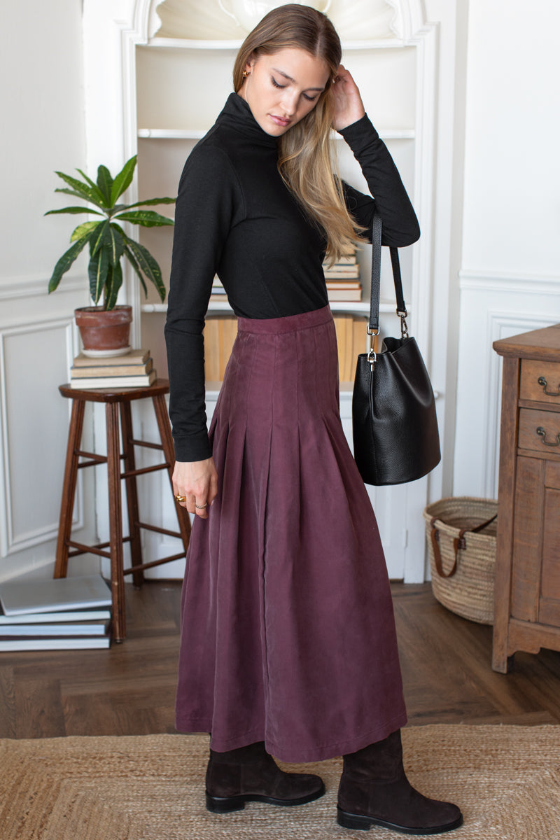 Atelier Pleated Maxi Skirt - Bitter Chocolate