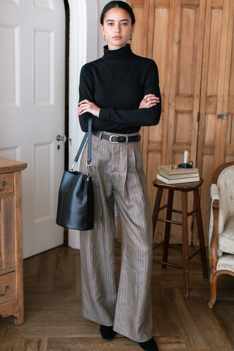 Atelier Pleated Pant 2 - Chamoisee Pinstripe Linen