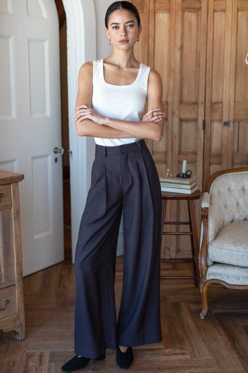 Atelier Pleated Pant 2 - Cocoa Gabardine