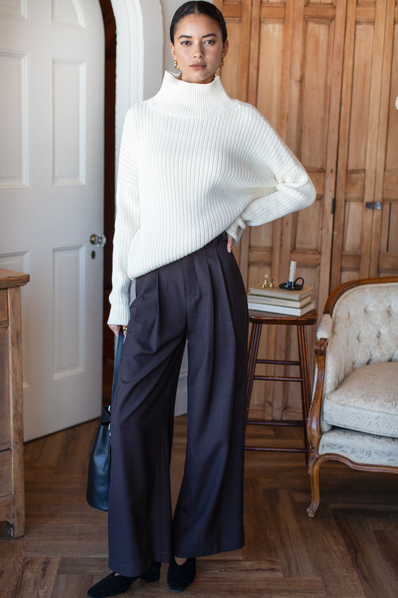 Atelier Pleated Pant 2 - Cocoa Gabardine
