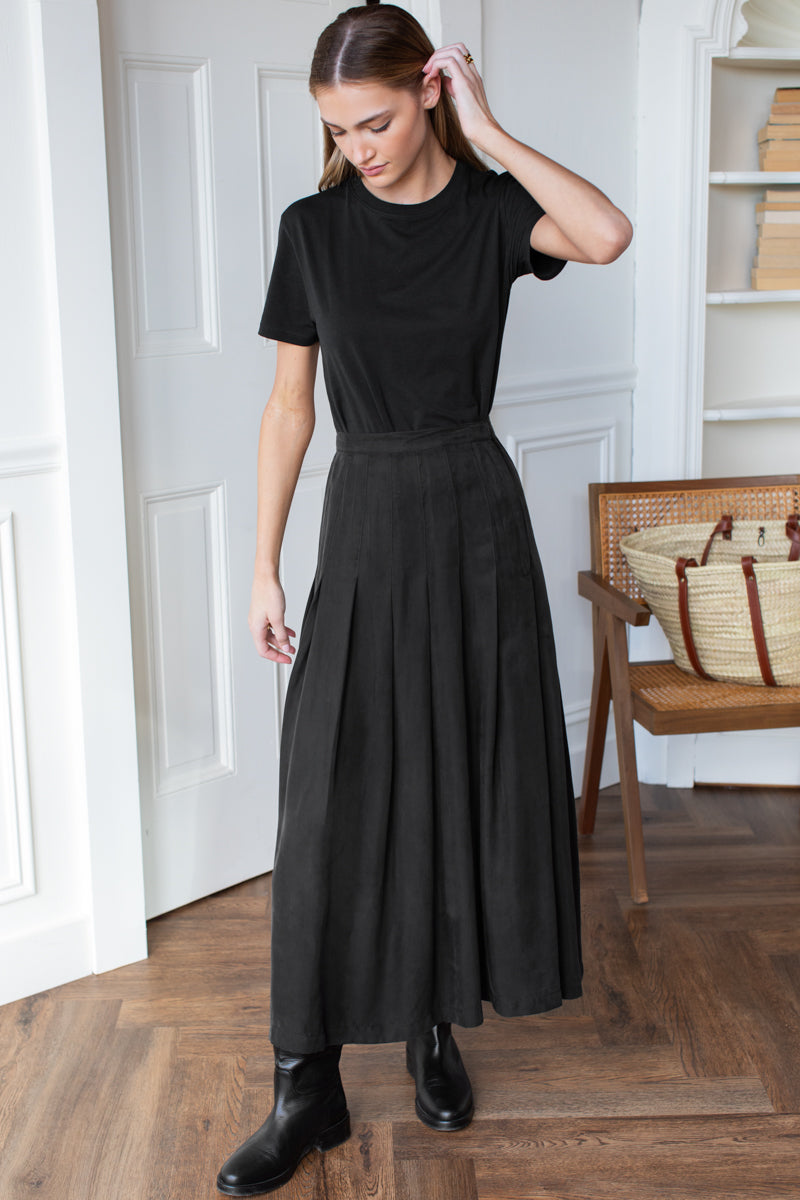 Atelier Pleated Maxi Skirt - Black