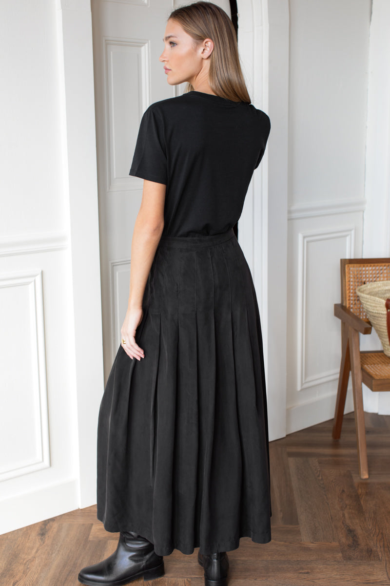 Atelier Pleated Maxi Skirt - Black