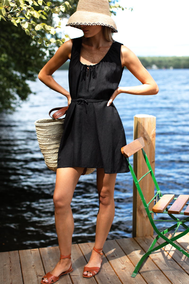 Atelier Scoop Dress - Black Beauty Linen