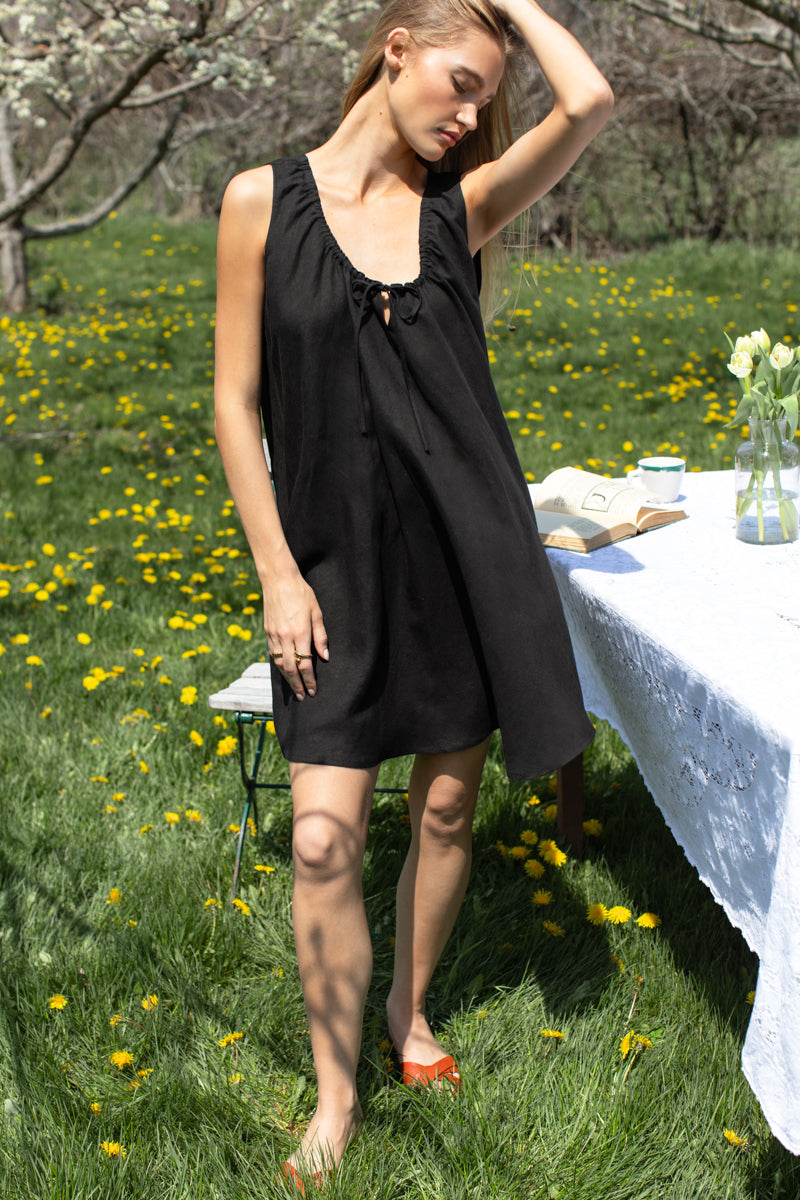 Atelier Scoop Dress - Black Beauty Linen