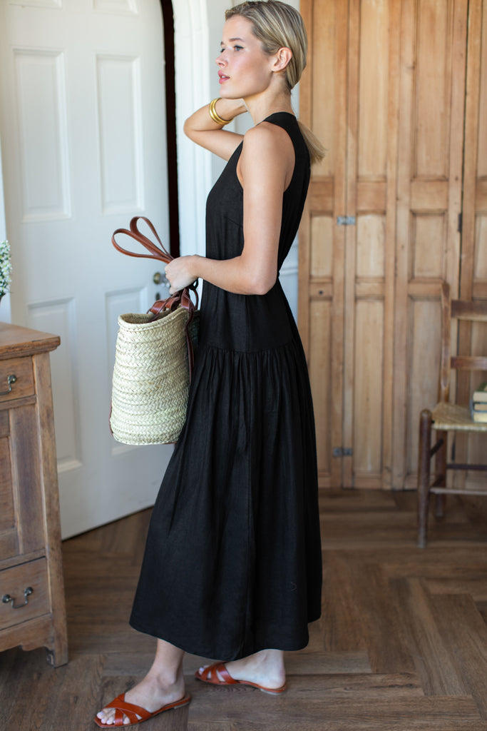 Basque Sundress - Jet Black Linen - Emerson Fry