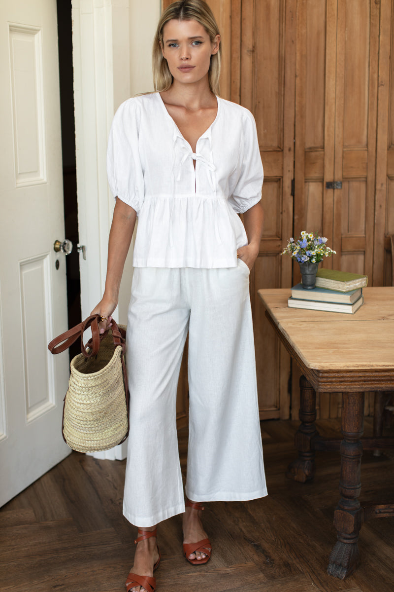 Pull On Pocket Pant - Ivory Linen