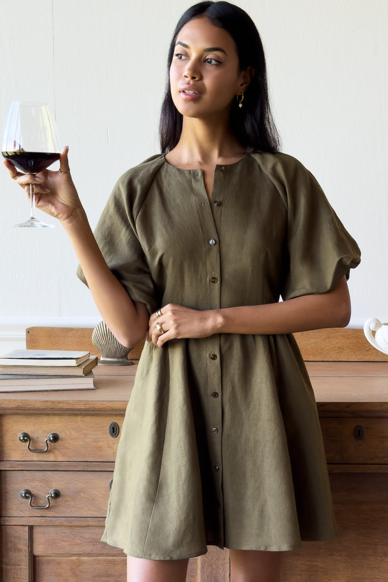 green linen short dress Lcziwo Cotton Linen Mini Dresses for Women Going Out Casual Summer Vacation Sundress Short Sleeve Off Shoulder Pockets Dress 2026 Army Green,XL,