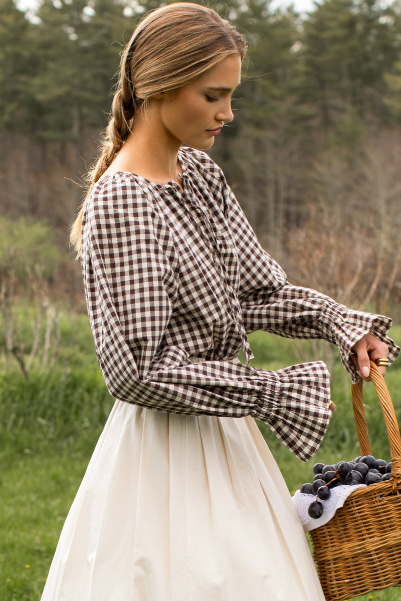 Belle Blouse - Cocoa Gingham