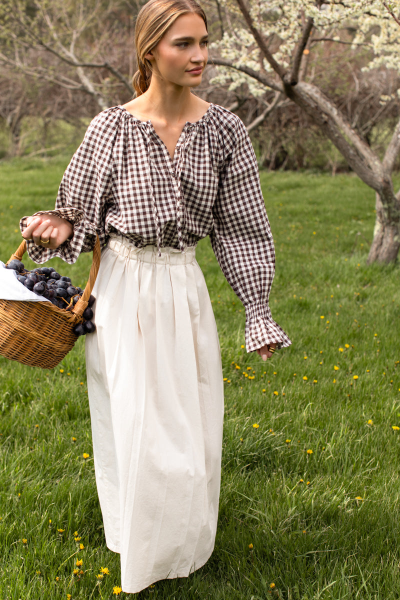 Belle Blouse - Cocoa Gingham
