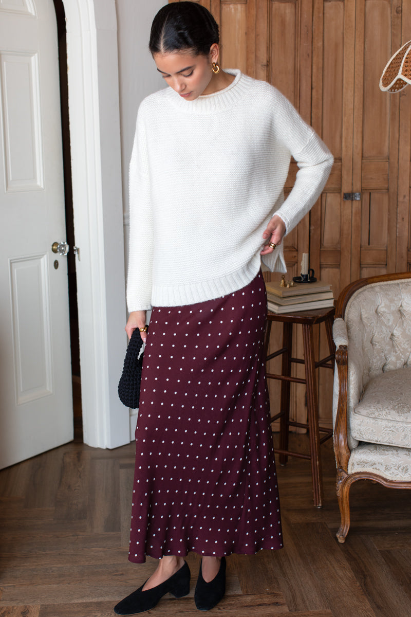 Bias Skirt 2 - Small Dots Tawny Port