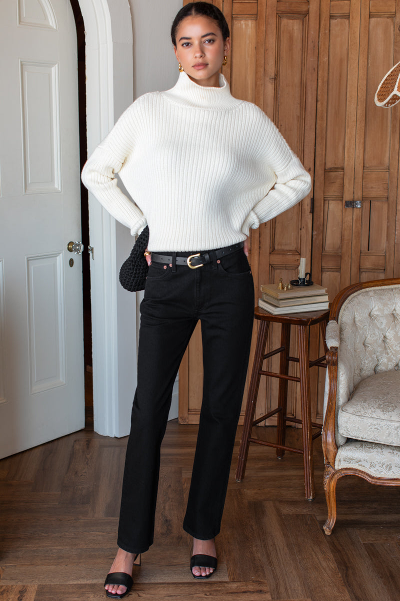 Carolyn Funnel Neck Sweater - Ivory Organic