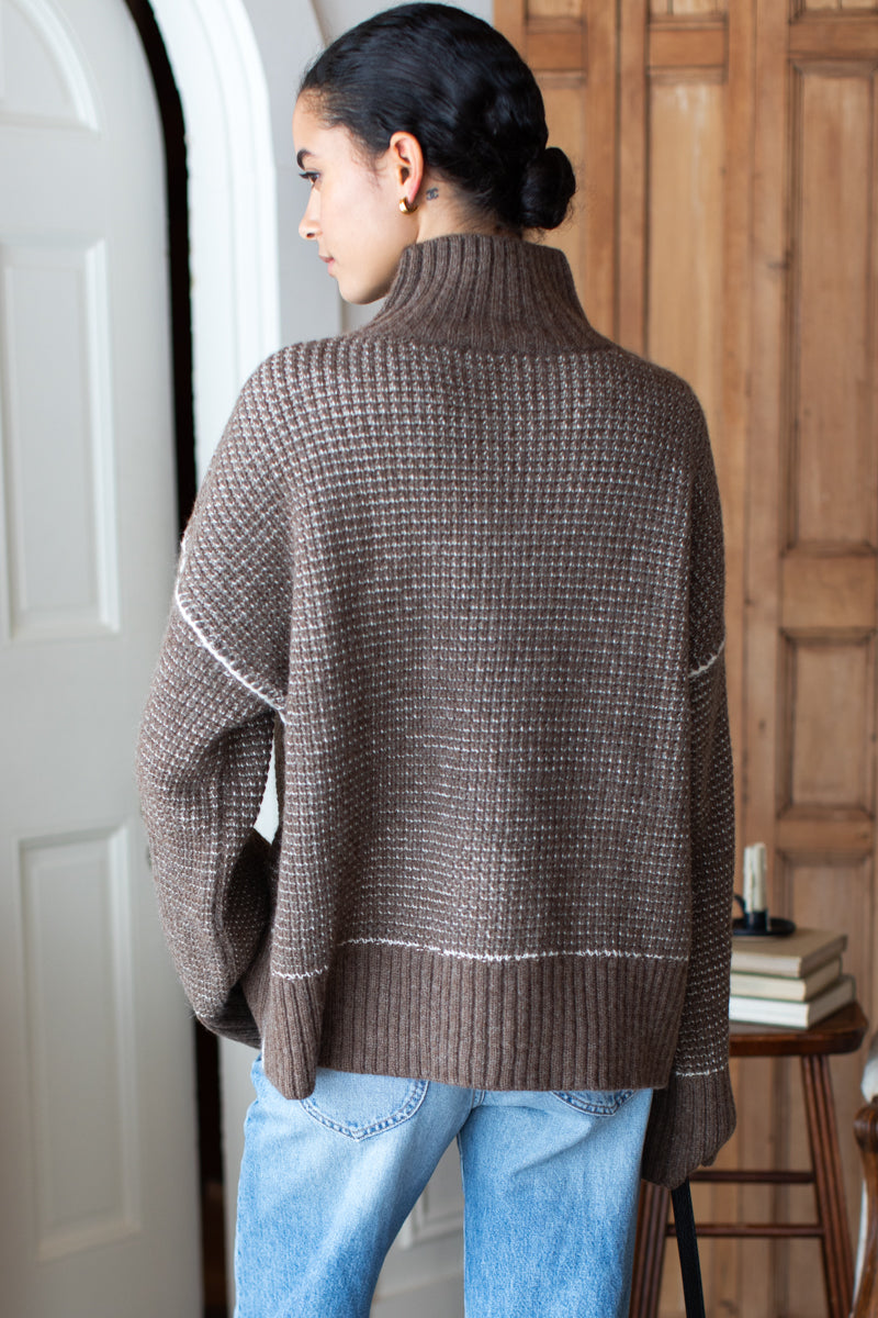 Celeste Funnel Neck Sweater - Cocoa Melange