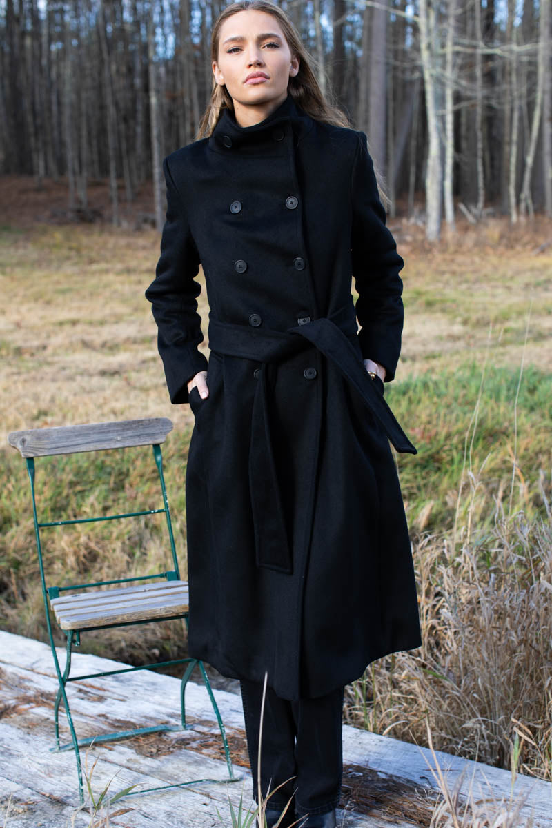 Double Button Coat - Black