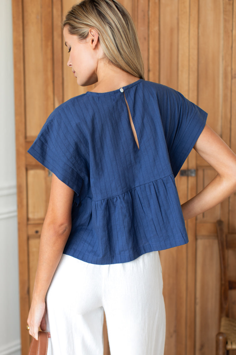 Dolman Peplum Top - Blue Indigo
