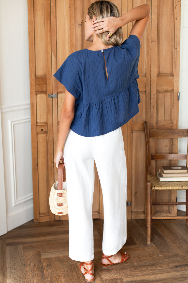 Dolman Peplum Top - Blue Indigo