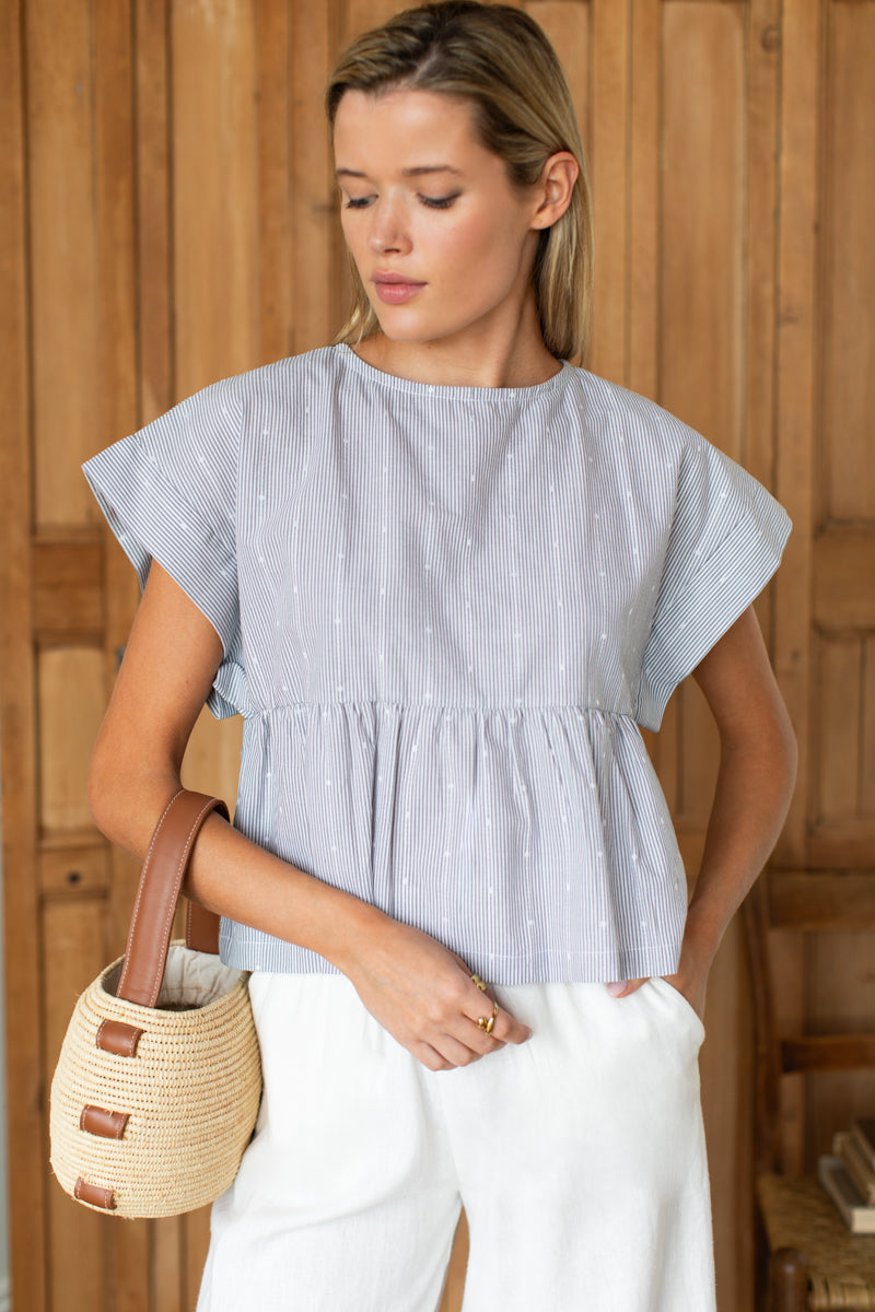 Dolman Peplum Top - James Stripe